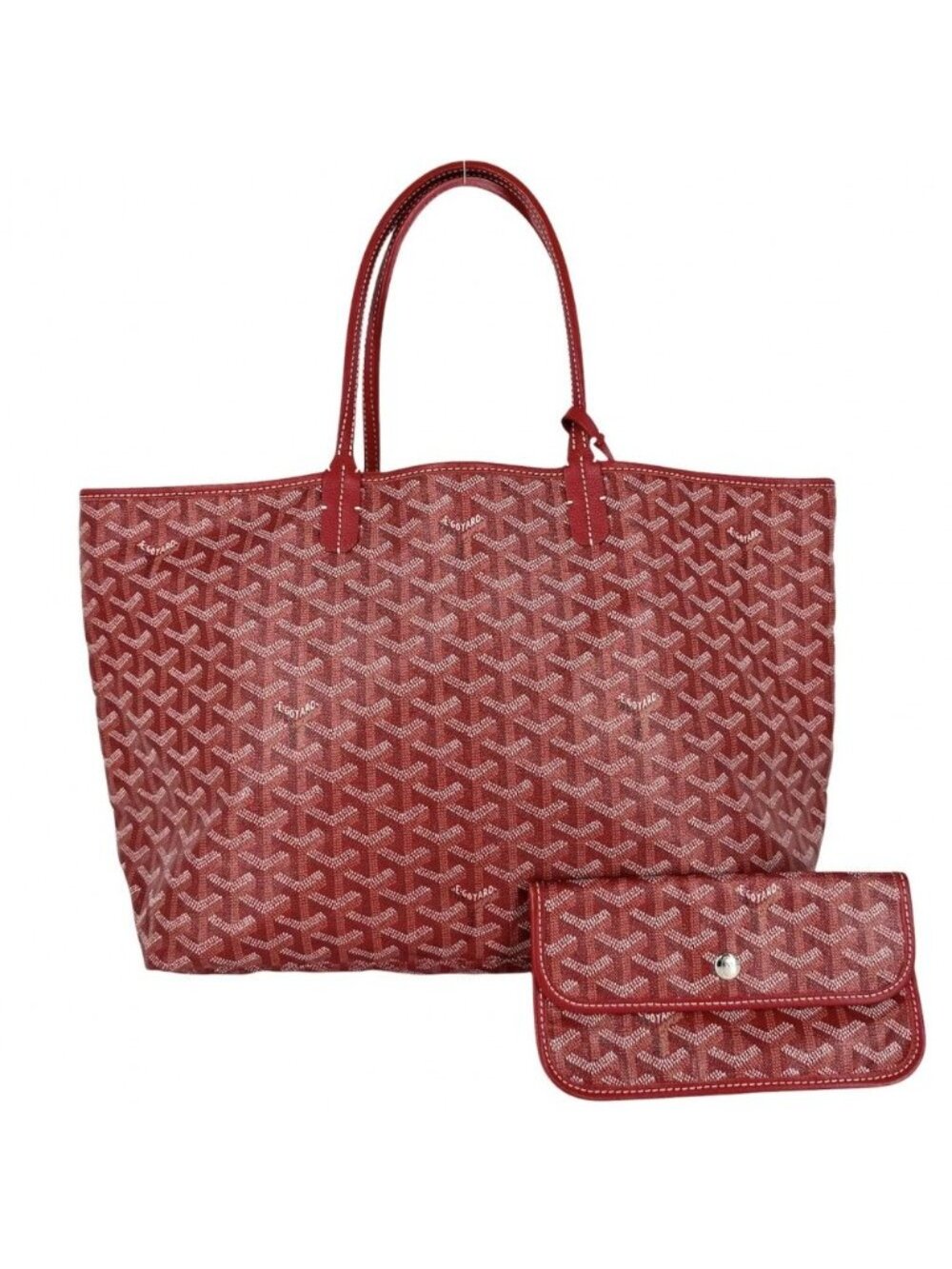 Goyard Tote Saint Louis PM Handbag Shoulder Leather Red Silver
